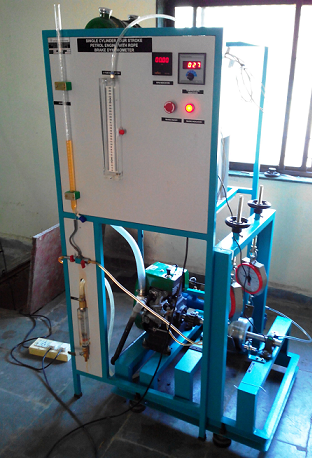SINGLE CYLINDER FOUR STROKE PETROL ENGINE TEST RIG WITH ROPE BRAKE DYNAMOMETER